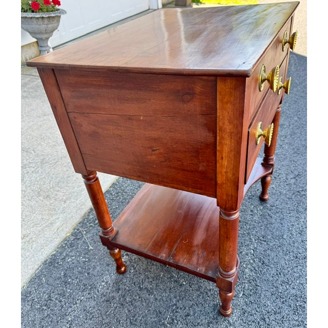 American Antique American Early 19th Century Cherry 2 Drawer Work Table For Sale - Image 3 of 7