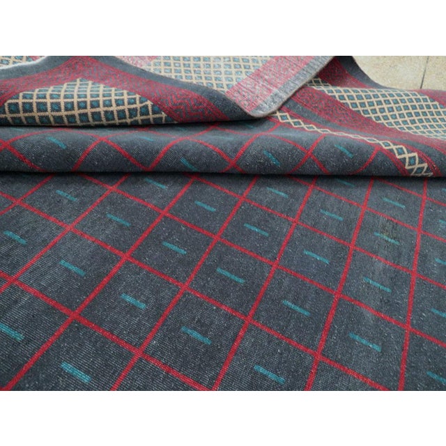 Galerie Shabab Collection Mid-20th Century Handmade Indian Lahore Art Deco Inspired Room Size Carpet For Sale - Image 9 of 9