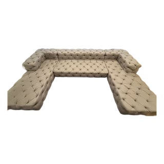 Restoration Hardware Soho Tufted 3 Piece Sectional For Sale