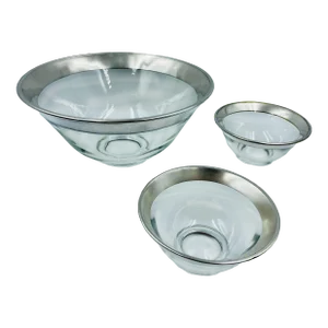 Vintage Dorothy Thorpe Silver Trim Bowls- Set of 3