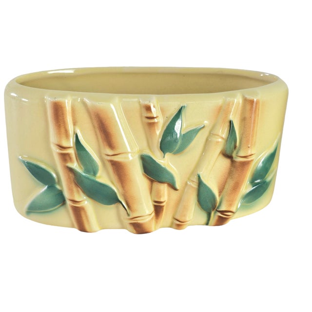 Hollywood Regency Royal Cropley Bamboo Ceramic Figurine/Planters Pair 7.25" For Sale - Image 3 of 12