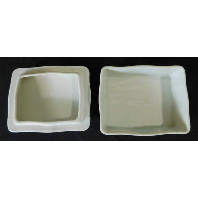 Vintage Andrea by Sadek Blue & White Floral Porcelain Trinket Dresser Box For Sale - Image 9 of 11