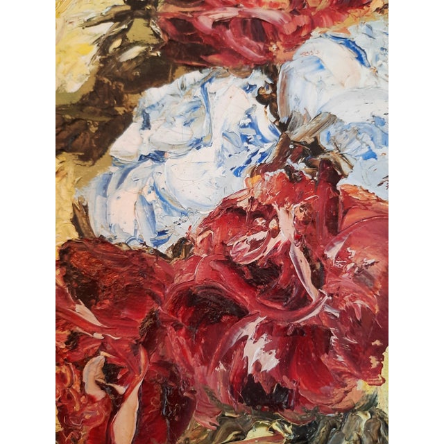 Paint Vintage Floral Still-Life Impasto Painting Flowers Signed For Sale - Image 7 of 10