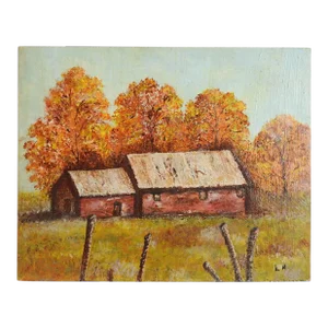 Small Rustic Farm Landscape Painting