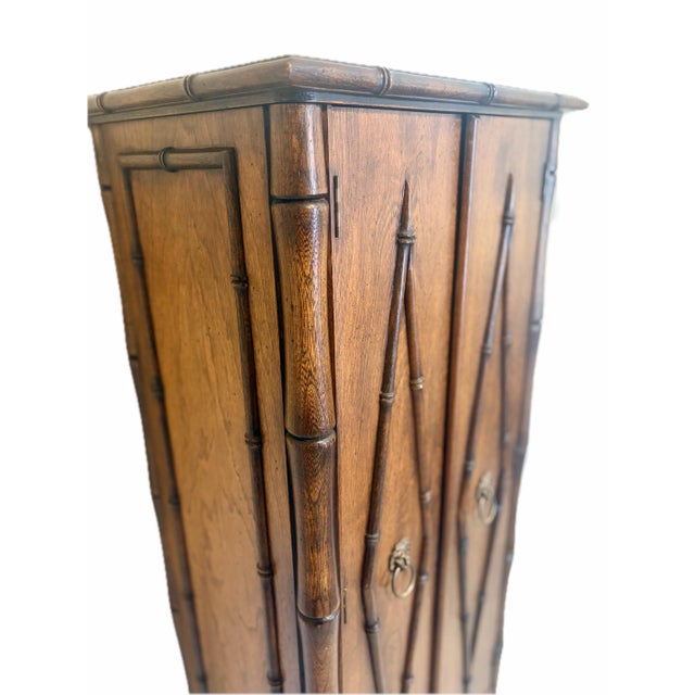 Stunning Mid-Century Faux Bamboo Cabinet / Armoire / Hutch For Sale - Image 11 of 12