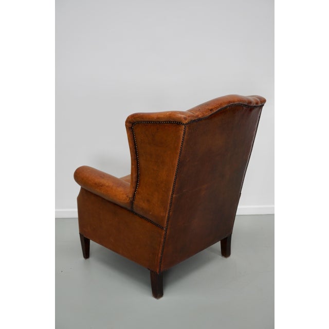 Vintage Dutch Cognac Colored Leather Club Chair For Sale - Image 16 of 18