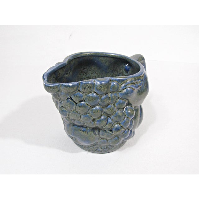 Vintage Blue Glazed Ceramic Creamer and Leaf Dish Set For Sale - Image 10 of 11