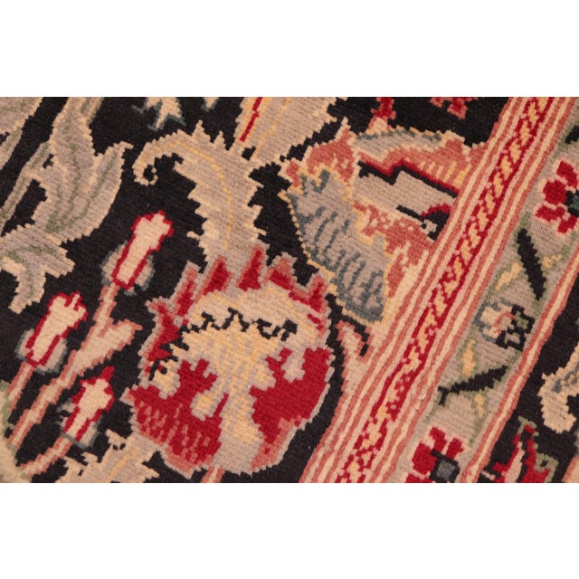 Ikat Floral 1990's Pak-Persian Black/Red Wool Rug - 6'0'' X 9'5'' For Sale In New York - Image 6 of 9