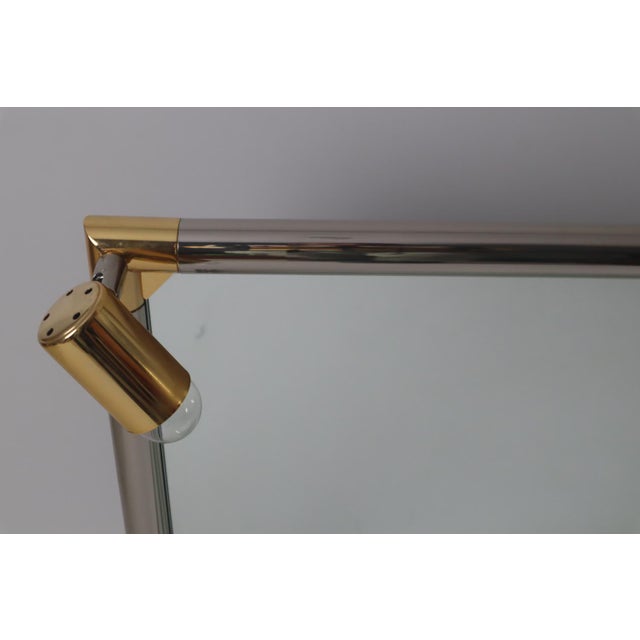 Hollywood Illuminated Bathroom Mirror with Glass Shelf in Silver and Gold, 1980s For Sale - Image 18 of 18
