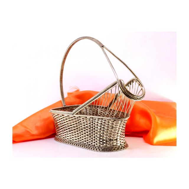 Metal Silver Bottle Holder with Corded Handle and Openwork Trim For Sale - Image 7 of 7