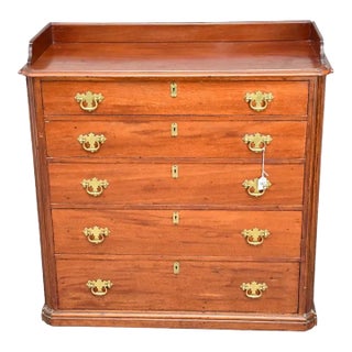 Antique Mahogany Chest of Drawers Brass Handles For Sale