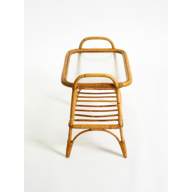 Italian Bamboo Side Table with Iced Glass Top, 1960s For Sale - Image 9 of 18