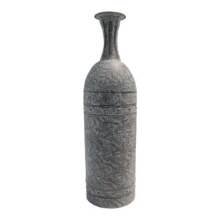 Metal Banded Storage Vessel Vase Small For Sale