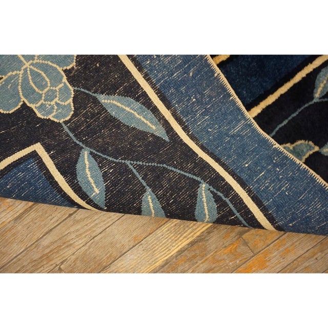 1930s Traditional Navy Blue Medallion Antique Chinese Peking Room Size Rug For Sale - Image 11 of 11