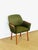Charming vintage Scandinavian armchair in green fabric, with brown vinyl armrests and tapered wooden legs. Armchair dating...