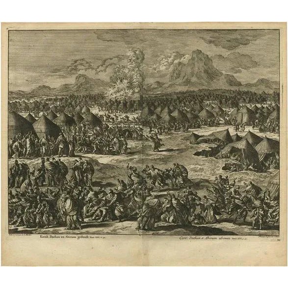 Mid 18th Century J. Luyken, Bible Scene: The Punishment of Korah, Dathan and Abiram, 1743, Print For Sale - Image 5 of 5