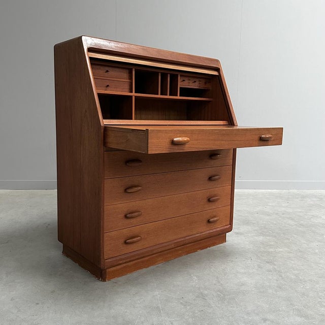 Teak Secretaire from Dyrlund, Denmark, 1960s, in Good conditions. Designed 1960 to 1969 This piece has an attribution...
