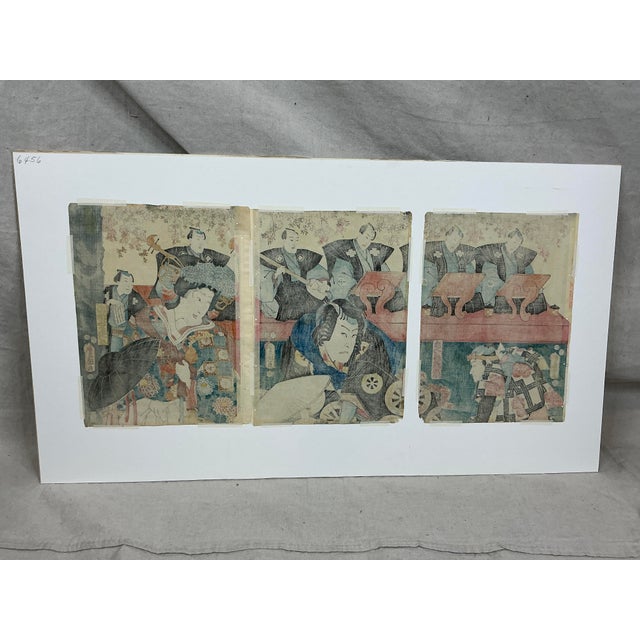 Utagawa Kunisada (Toyokuni Iii) Kabuki Actor Ukiyo-E Triptych For Sale - Image 13 of 17