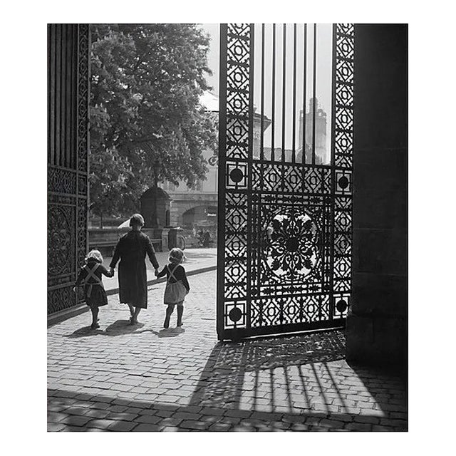 Entrance Gate Darmstadt Castle Girls and Woman, Germany, 1938, Printed 2021 For Sale