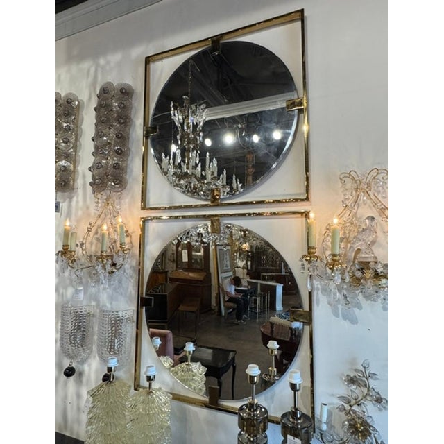 Metal Italian Modern Brass Frame Mirrors For Sale - Image 7 of 7