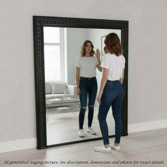 Large Antique Floor or Overmantle Wall Mirror, Late 19th Century For Sale - Image 3 of 9