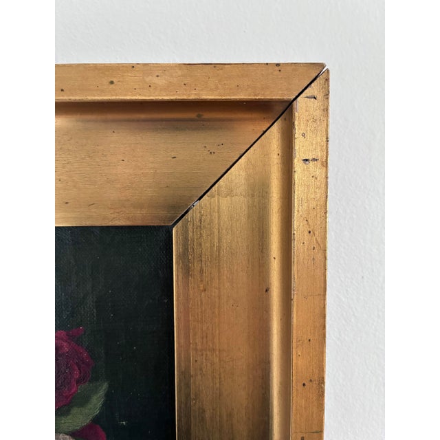 Vintage Original Floral Rose Still Life Oil Painting For Sale - Image 9 of 13