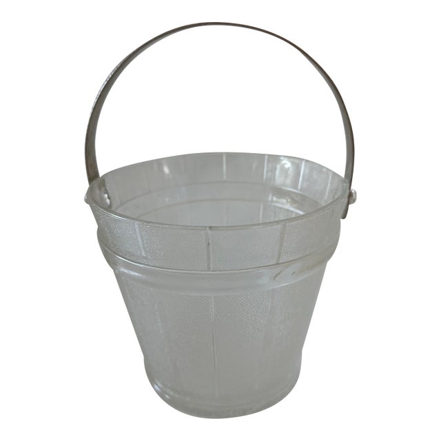 Vintage Frosted Glass Small Ice Bucket For Sale
