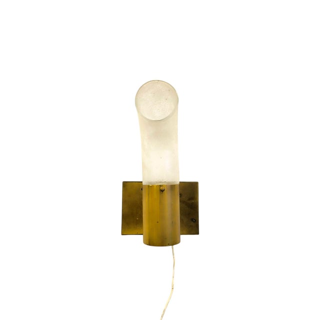 Brass and Pulegoso Glass Wall Lamp attributed to Aldo Nason for Mazzega, 1960s For Sale - Image 11 of 13