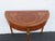 French French Demilune Inlay Leather Top Console Flip Top Card Table 6916 For Sale - Image 3 of 18