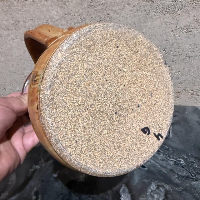 Vintage Studio Pottery Pitcher Earthenware Rustic Farmhouse For Sale - Image 12 of 12