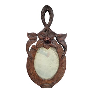 Antique American Folk Art Horseshoe Wall Mirror With Initials For Sale