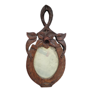 Antique American Folk Art Horseshoe Wall Mirror With Initials