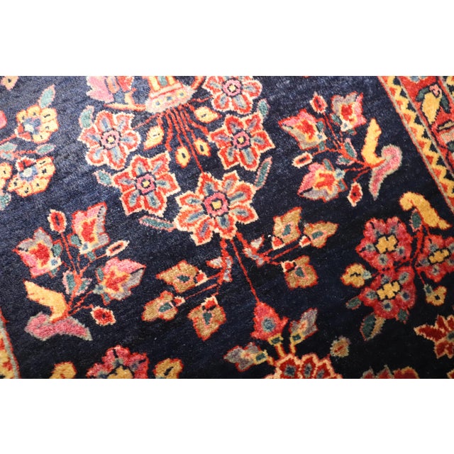 Early 20th Century Zabihi Collection Navy Sarouk Mini Rug For Sale - Image 5 of 6