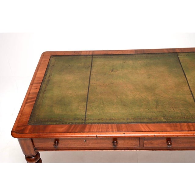 Antique Victorian Leather Top Partners Desk, 1830s For Sale - Image 6 of 11