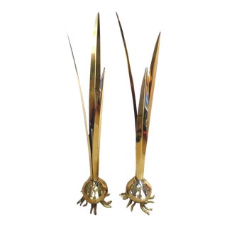 Vintage Brass Spring Onion Bulb Candleholder/Bud Vase - a Pair For Sale