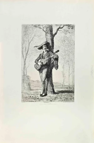 Adolphe Appian, Le Guitariste, Etching, 1870s