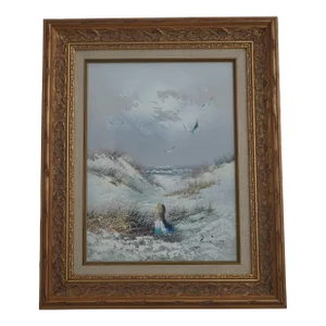 Artist Signed Girl on Beach Oil Painting on Canvas