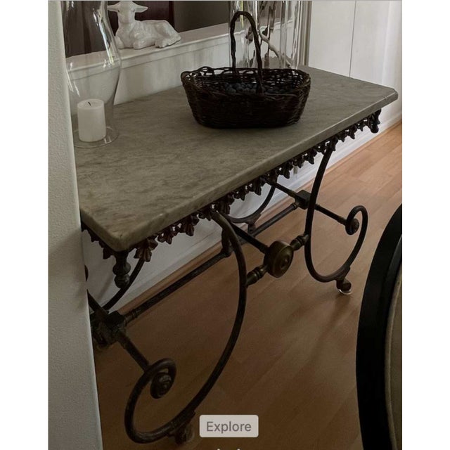 French Late 19th-Century French Cast Iron & Marble-Top Pastry Table by J. Mareschal, Paris For Sale - Image 3 of 12
