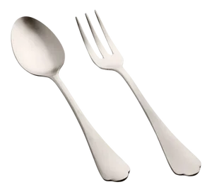 Mepra Dolce Vita 2-Piece Serving Set (fork & Spoon), Pewter Champagne