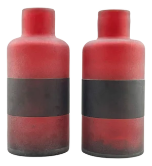 Red and Black Murano Scavo Glass Bottles, Italy, 1990s, Set of 2