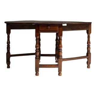19th Century French Wooden Drop Leaf Table in Original Patina For Sale