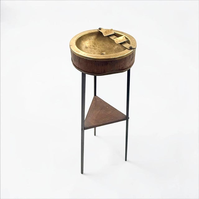 Chrome Tripod Floor Ashtray with Blue Ceramic Bowl, 1960s For Sale - Image 11 of 11