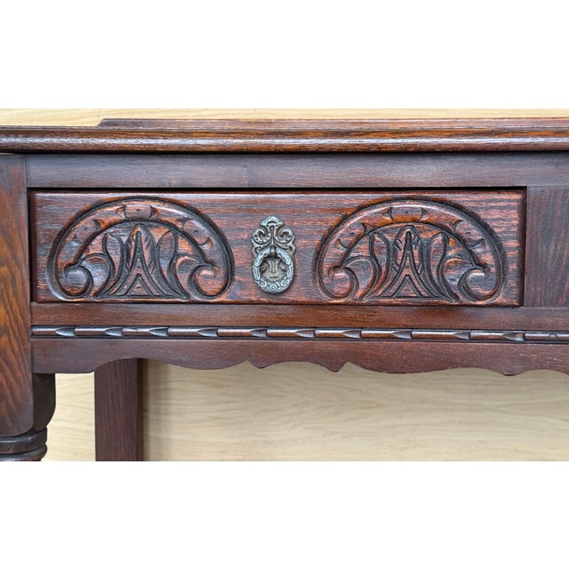 Early 20th Century Spanish Country Walnut Sofa Table or Console table with Carved Drawers For Sale - Image 9 of 18
