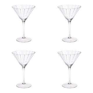 Pescara 4-Piece Set White Dot Martini Glasses, Clear For Sale