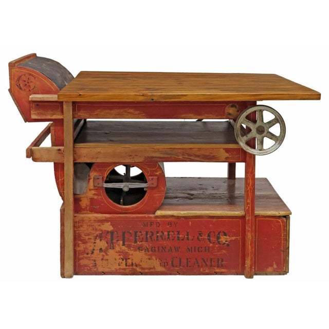 Antique American Industrial Farm Clipper Grain Cleaner Work Table Kitchen Island For Sale - Image 11 of 11