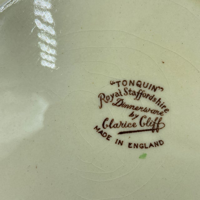 1940s Vintage Royal Staffordshire "Tonquin" Dinner Plates by Clarice Cliff – Set of 6 For Sale - Image 5 of 11