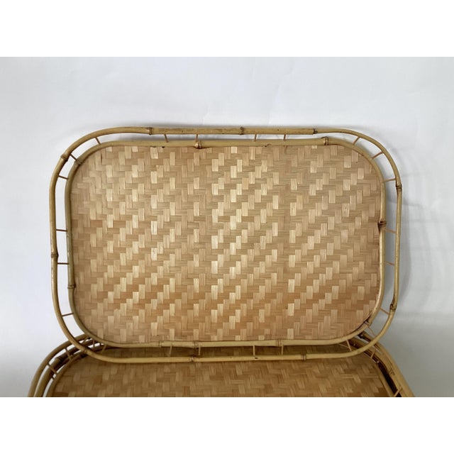 Mid 20th Century Mid 20th Century Tropical Bamboo Rattan & Grass. Trays Set of 9 For Sale - Image 5 of 9