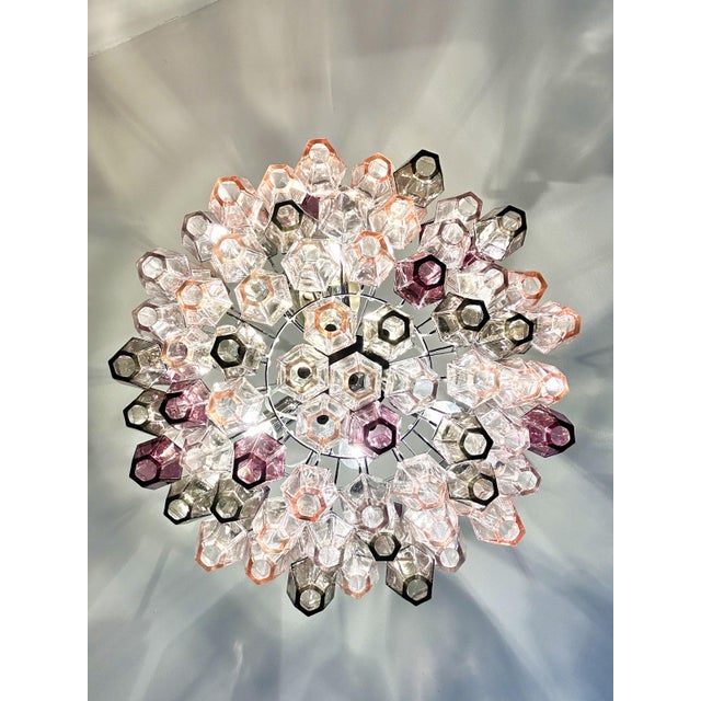 Contemporary Violet “Poliedri” Murano Glass Chandelier in Venini Style For Sale - Image 6 of 8