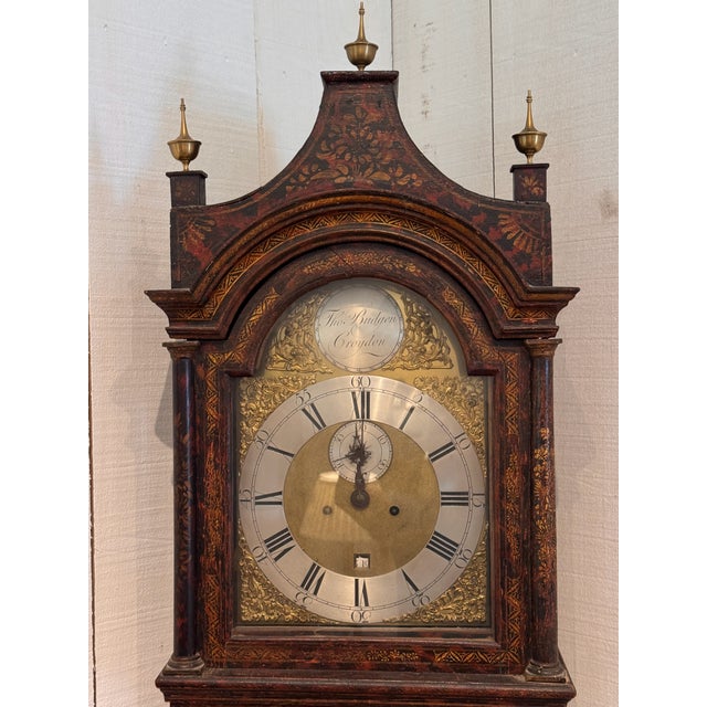Brown 18th Century English Chinoiserie Decorated Tall Case Clock For Sale - Image 8 of 16