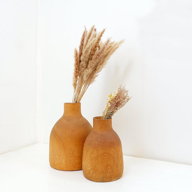 Vintage Decorative Vases in Paulownia Wood, Set of 2 For Sale - Image 6 of 9